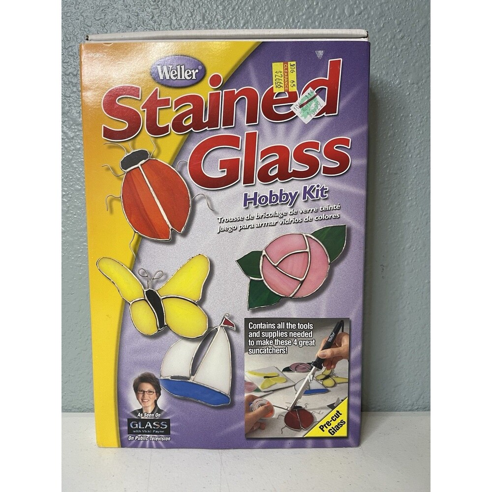 Weller Stained Glass Hobby Kit SUNCATCHERS SPG80K2 4 Stained Glass Pieces VTG